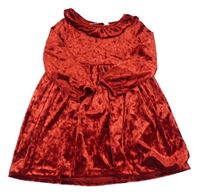 Červené lesklé sametové šaty s volánkem H&M