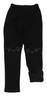 Černé teplákové zateplené legíny s liškami 