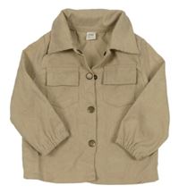 Béžová menšestrová košeľová bunda SHEIN