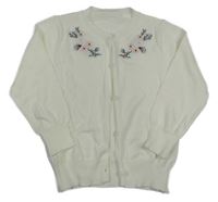 Smotanový prepínaci sveter s kvetmi a větvičkami