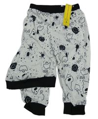 Nové - 2Set - bielo-čierne tepláky s duchy + čapica SHEIN