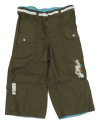 Tmavohnědé plátěné rolovací kalhoty s mořským koníkem Topolino