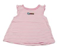 Ružovo-biela pruhovaná tunika s motýlkom a volánikmi carter's