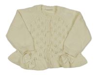 Smotanový prepínaci sveter s perforovaným vzorom a mašľami a volánikom Next