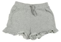 Sivé melírované teplákové kraťasy so trblietkami a volánikmi Matalan