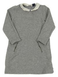 Sivé melírované prešívané teplákové šaty s golierikom GAP