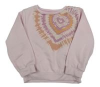 Svetloružová tepláková mikina s batikovanými srdiečkami Kiki&Koko