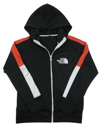 Černo-červeno-bílá  funkční sportovní propínací mikina s logem a kapucí The North Face