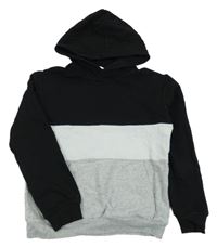 Čierno-bielo-šedá/melírovaná mikina s vreckom a kapucňou H&M