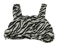 Čierno-biely vzorovaný crop top Zara