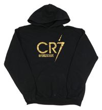 Čierna mikina so zlatými písmenky a vreckom a kapucňou GILDAN