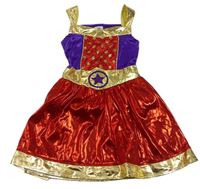 Kostým - Červeno-fialovo-zlaté třpytivé šaty s hvězdami - Wonder Woman