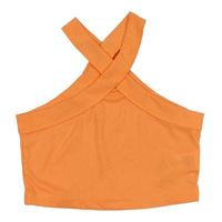 Oranžový rebrovaný crop top Shein