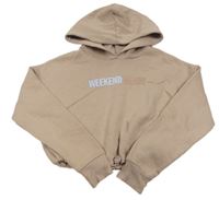 Hnedá crop mikina s nápisom a kapucňou New Look