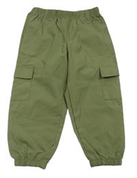 Khaki šušťákové cargo cuff nohavice