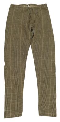 Hnědo-černé kostkované teplé legíny C&A