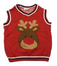 Červená svetrová vesta so sobom