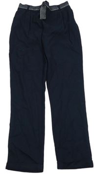 Tmavomodré teplákové chino nohavice s opaskom Kids Only