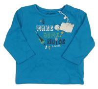 Nové - Modré triko s hudebním motivem a nápisem S. Oliver