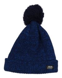 Modro-černá melírovaná pletená čepice s bambulí