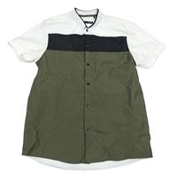 Khaki-bílo-černá košile Next