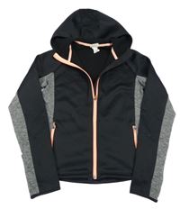 Černo-tmavošedá sportovní propínací mikina s kapucí H&M