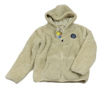 Nové - Béžová chlupatá podšitá bunda s nášivkou a kapucí L&D