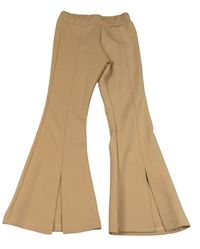 Svetlohnedé teplákové flare nohavice