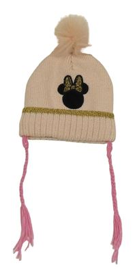 Růžová čepice s Minnie a bambulí Disney
