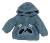 Modrošedá chlpatá mikina s pandou a kapucňou Shein