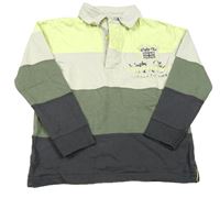 Limetkovo-béžovo-farebné polo tričko s nápisom Vertbaudet