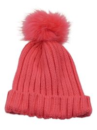 Tmavoružová pletená čapica s brmbolcom