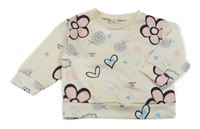 Svetlobéžová mikina s kvetinami a srdiečkami Shein