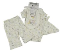 Nové - 4set - Smetanové body se zvířaty + lehké tepláky + slinták + bavlněná čepice Early Days