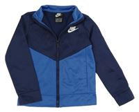 Tmavomodro-modrá sportovní propínací mikina s logem Nike