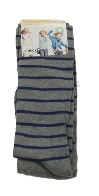 Nové - Šedo-tmavomodré pruhované punčocháče Alive