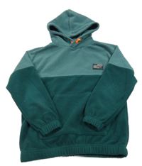 Zelená fleecová mikina s nášivkou a kapucí Zara