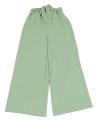 Svetlozelené rebrované culottes nohavice s opaskom Page one young