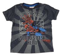 Tmavomodré melírované tričko se Spidermanem Rebel
