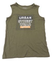 Khaki tílko s nápisy Primark