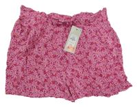 Nové - Fuchsiové kvetované ľahké kraťasy Primark