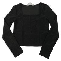 Čierne trblietavé crop tričko H&M
