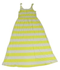 Bílo-žluté pruhované lehké maxi šaty H&M