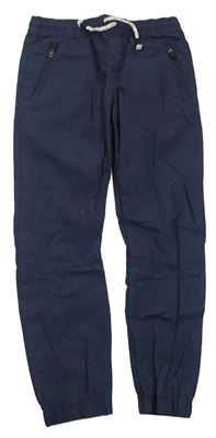 Tmavomodré plátenné cuff nohavice F&F