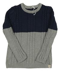 Tmavomodro-sivý vzorovaný sveter George