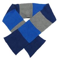 Šedo-tmavomodrá pruhovaná pletená šála George