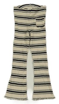 Smetanovo-černé pruhované pletené flare kalhoty s kapsou Zara