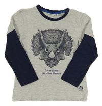 Šedo-tmavomodré triko s dinem kids