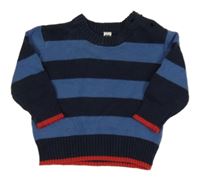 Tmavomodrý pruhovaný lehký svetr 