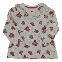 Šedé triko s růžemi a volánkem Topomini